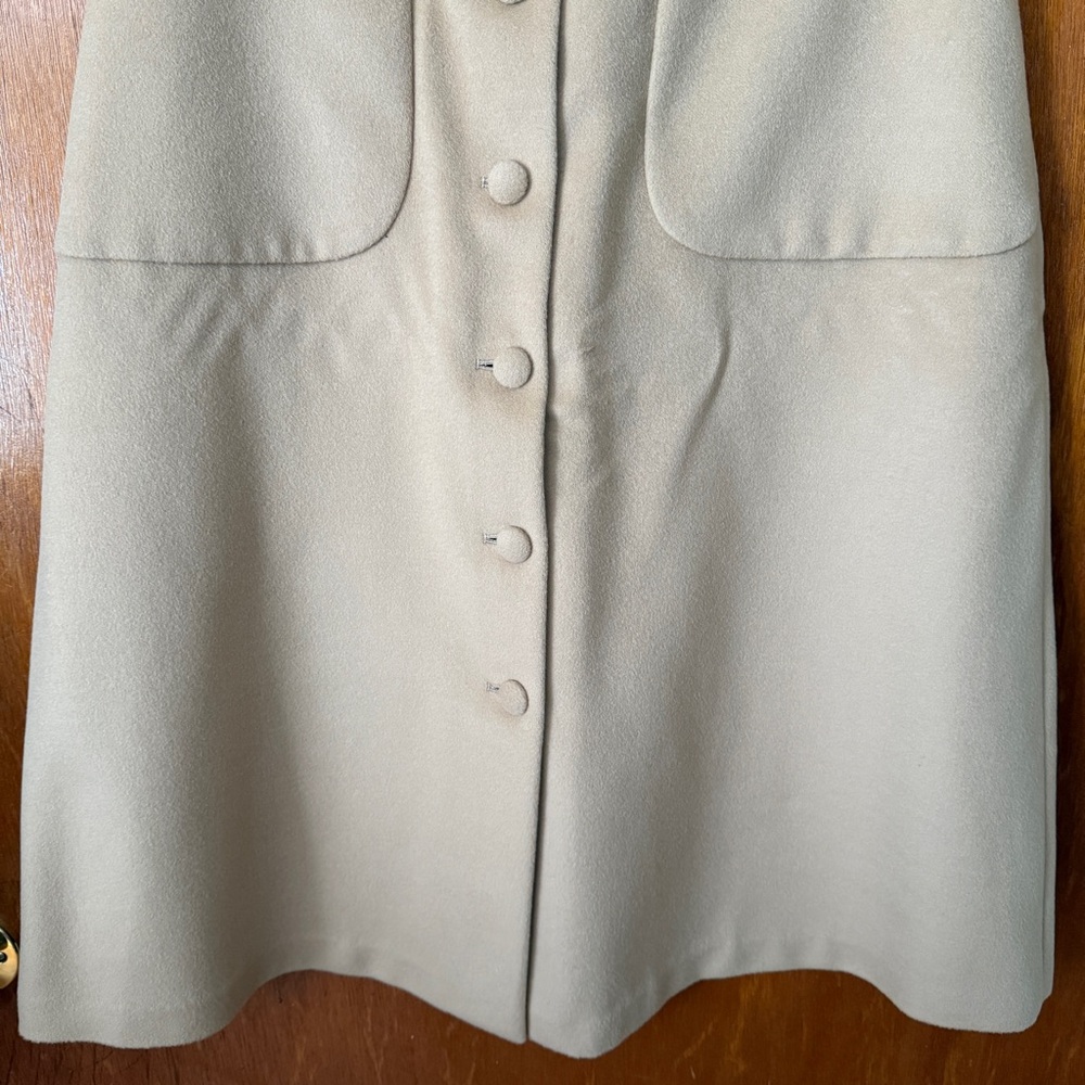 Behida Dolic Elegant Tan High-Waisted Button Front Wool Midi Skirt - Size L - Picture 7 of 13
